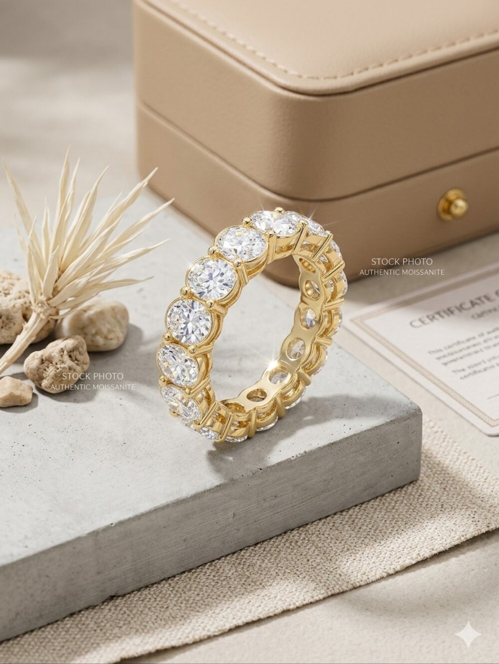 Moissanite 6.23CTW NWT 925 Silver With 14k Gold Over Eternity Ring, Size 7